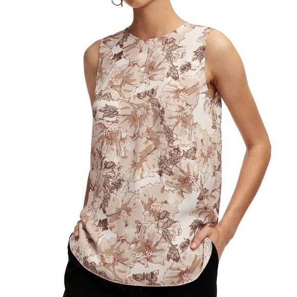 Aritzia Tops - BABATON Aritzia Womens Size Medium Tan Floral Wieland Blouse Espace Desert Beige